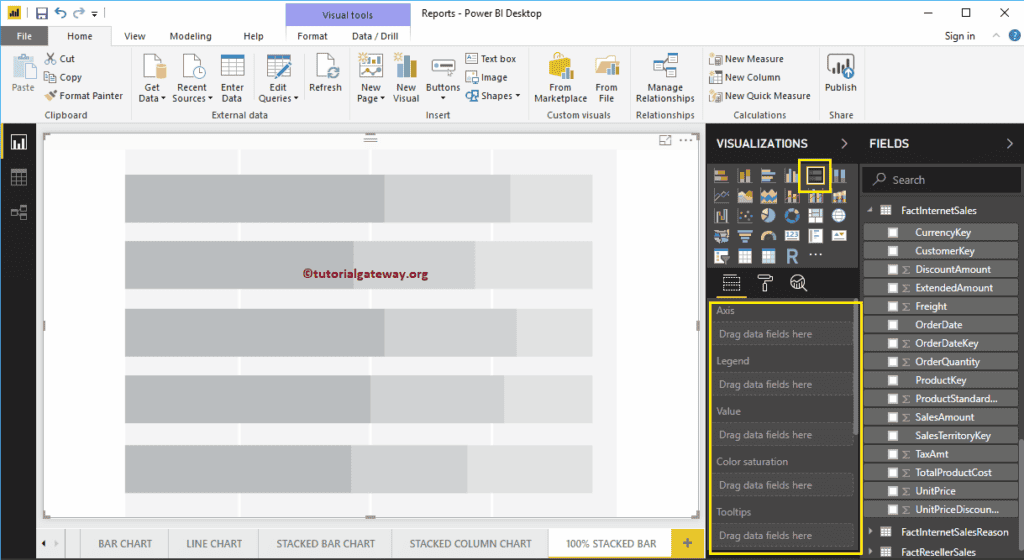 Create 100% Stacked Bar Chart in Power BI 6