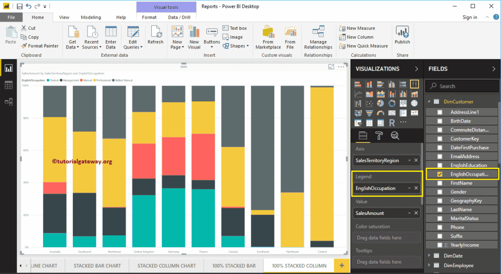 Create 100% Stacked Column Chart in Power BI 7