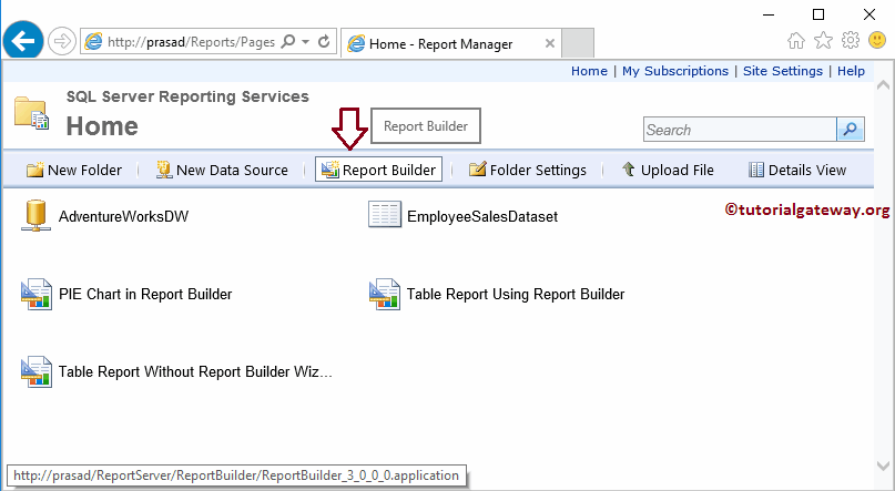 Open Report Builder from Manager 1