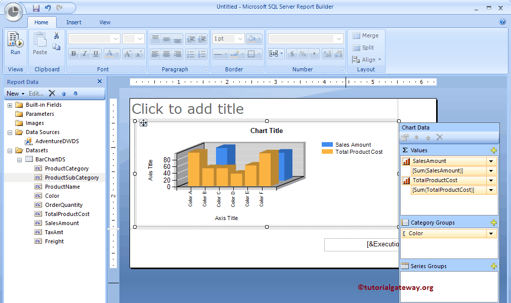 Create Bar Chart in Report Builder 15