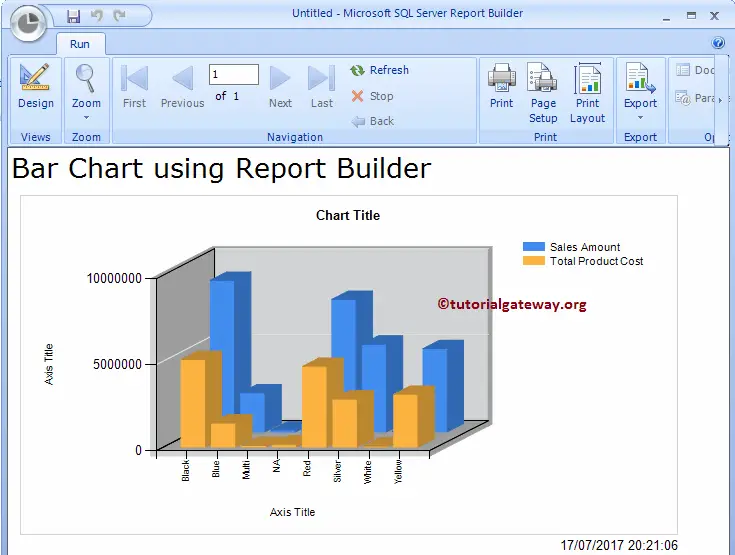 Create Bar Chart in Report Builder 17