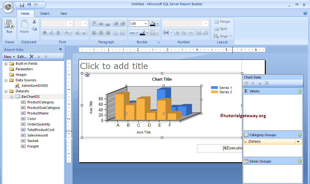 Create Bar Chart in SSRS Report Builder 14