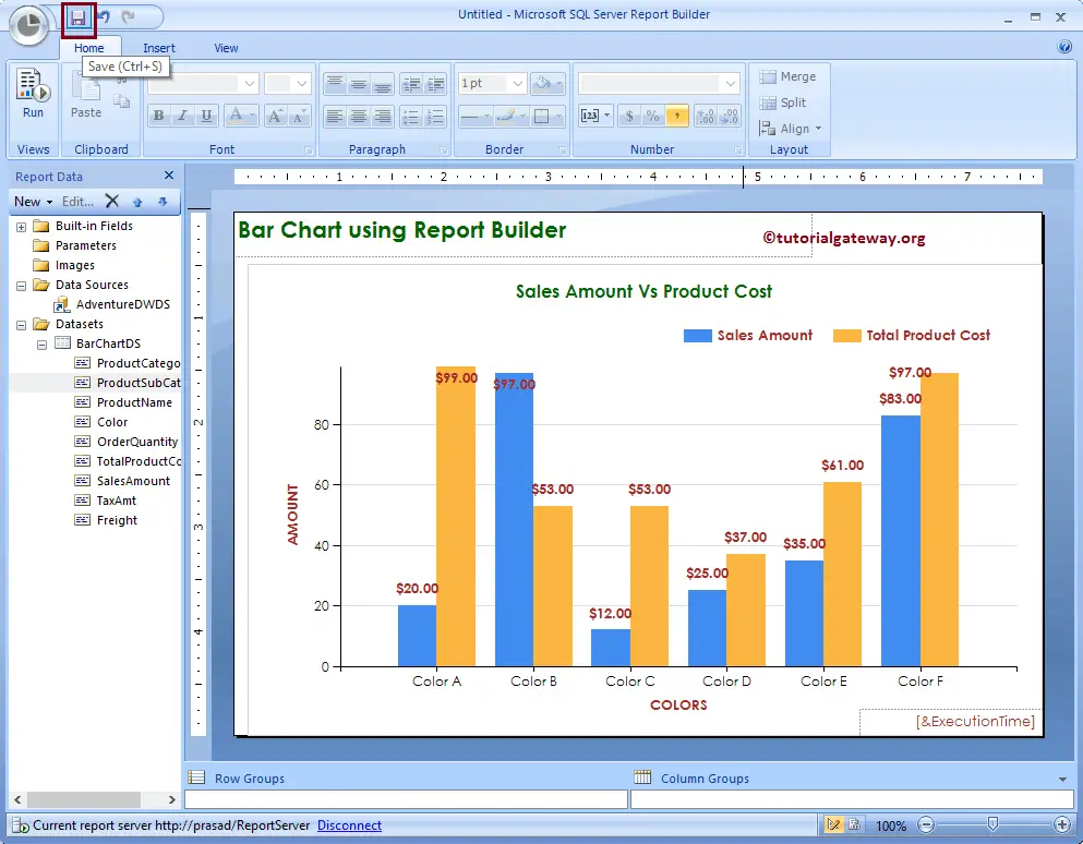 Create Bar Chart in SSRS Report Builder 18