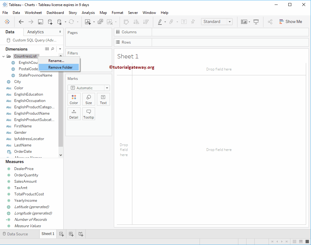 Create Folders in Tableau 8