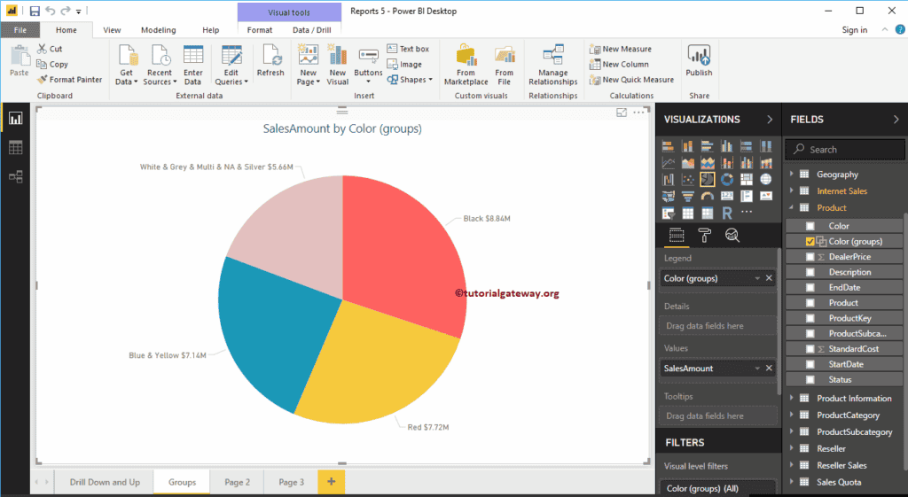 Pie Chart using Groups 19