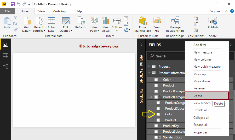 right-click on the field and choose Delete option 18