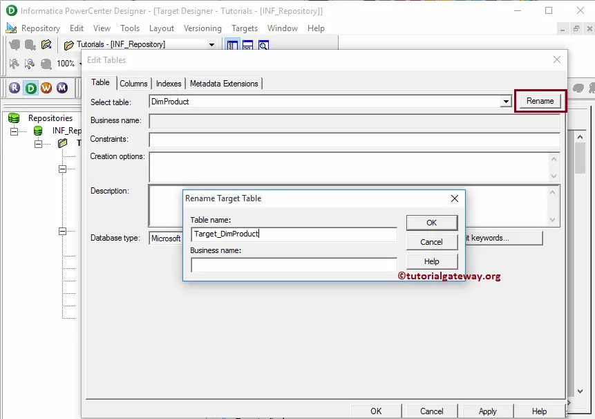 Create Informatica Target table using Source Definition 4