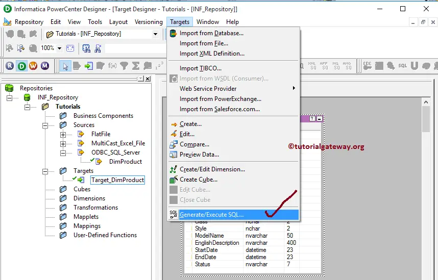 Create Informatica Target table using Source Definition 6