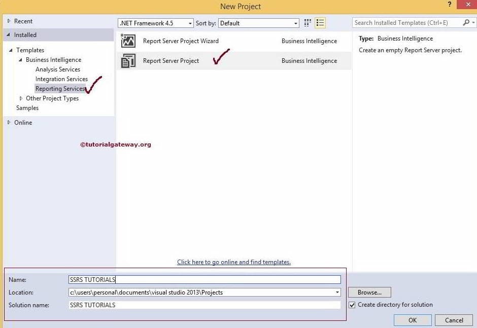 Create New Project in SSRS 3