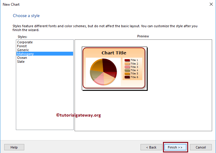 Choose Pie Chart Style in Report Builder Wizard 8