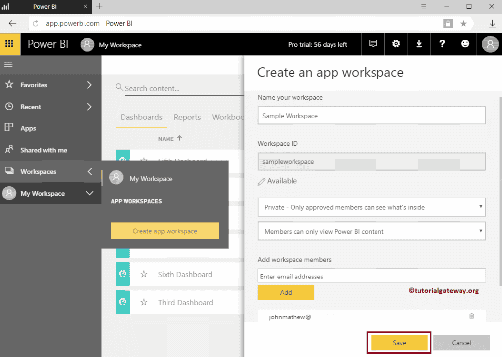 Name the Created Power BI Workspace 2