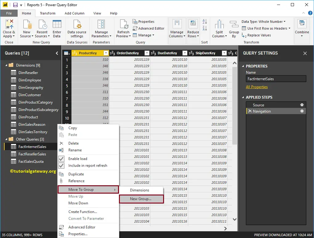 Create Query Groups in Power BI 10