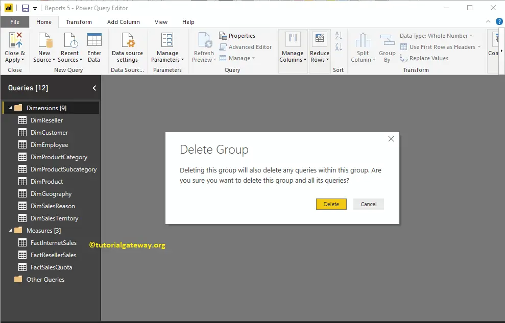Create Query Groups in Power BI 16