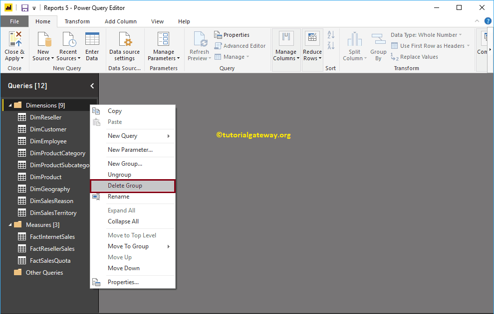 Create Query Groups in Power BI 16