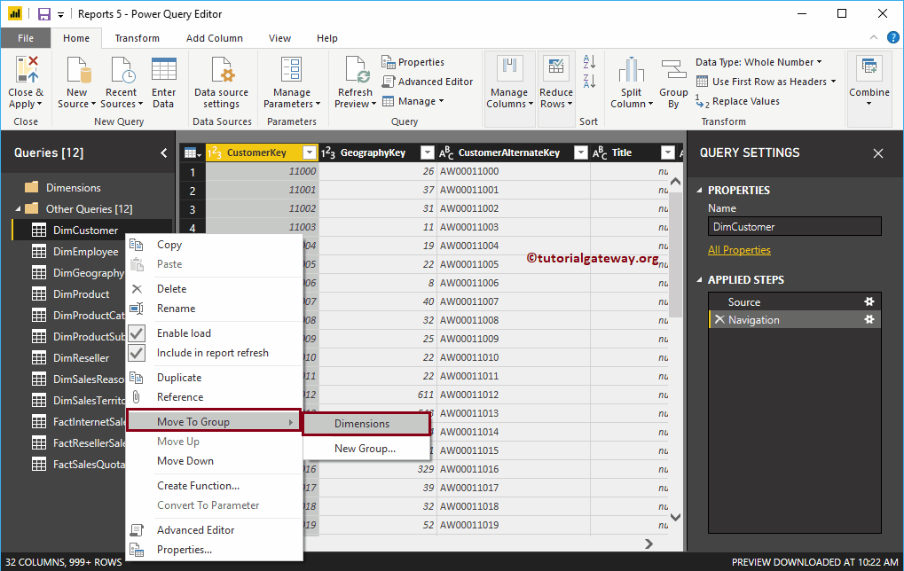 Create Query Groups in Power BI 5