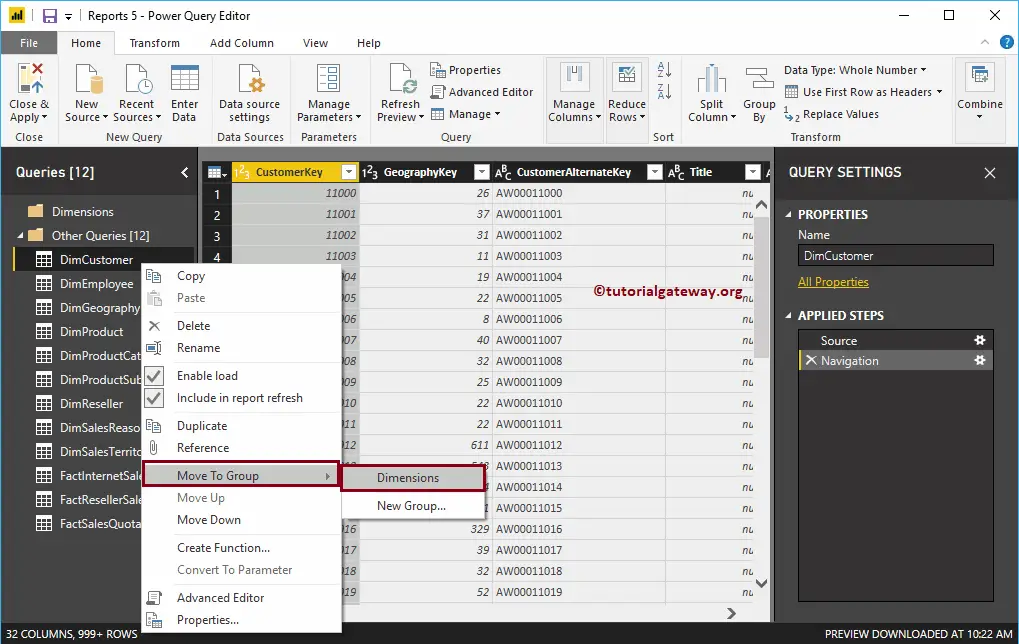 Create Query Groups in Power BI 6