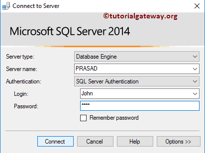 Created SQL Server Log in to connect to Database Engine