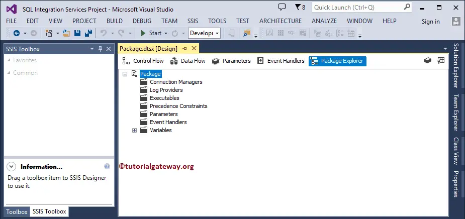 Create SSIS Package Explorer 9