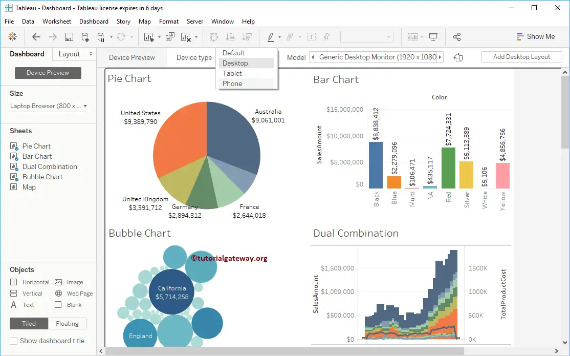 Create Tableau Dashboard Device Preview 5