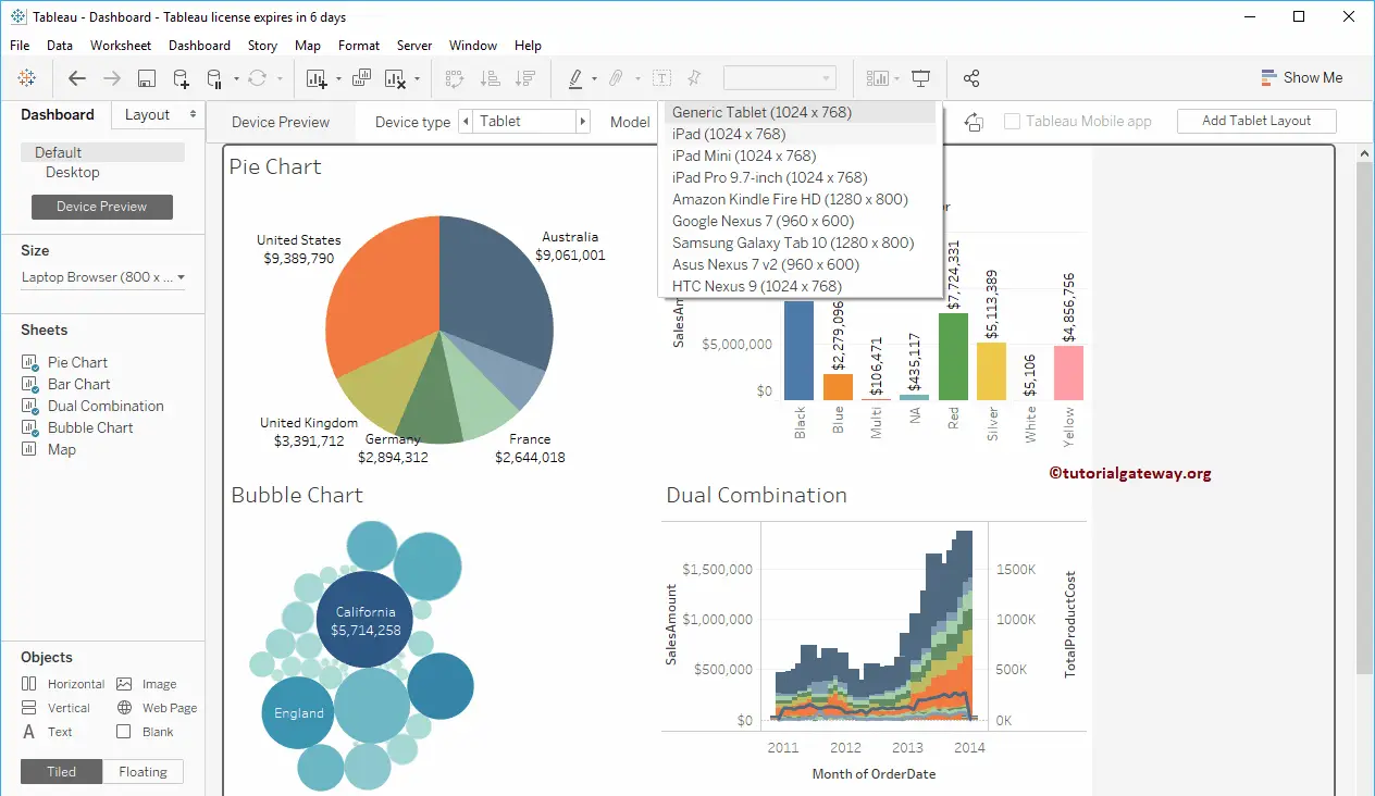 Create Tableau Dashboard Device Preview 9