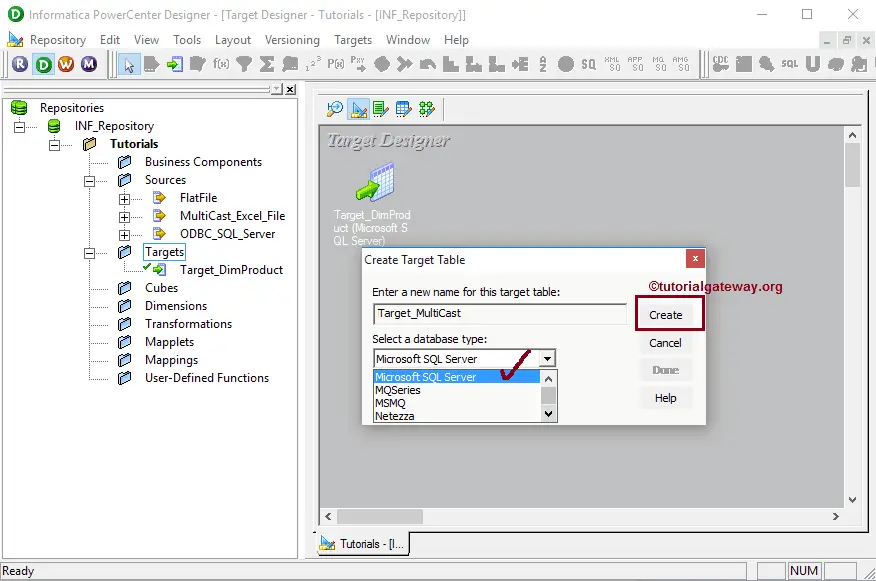 Create Target Table in Informatica 2