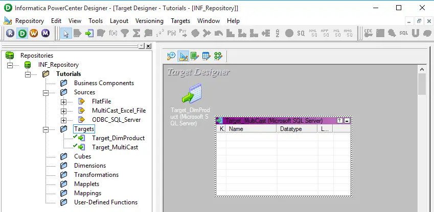 Create Target Table in Informatica 3