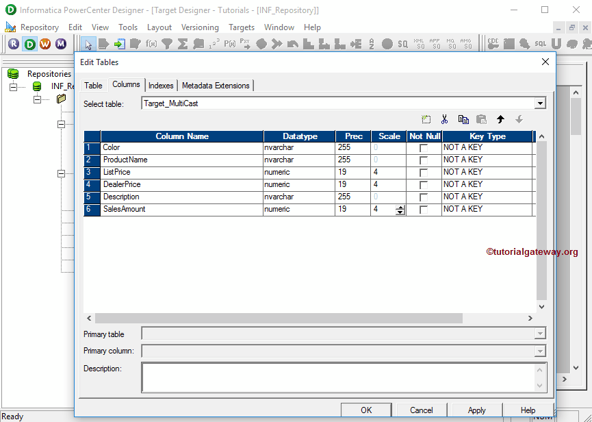 Create Target Table in Informatica 7