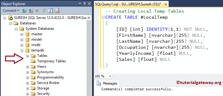 Can't select from a temp table in SQL 2012