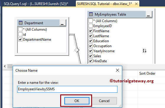 Choose a Name for SQL Server View