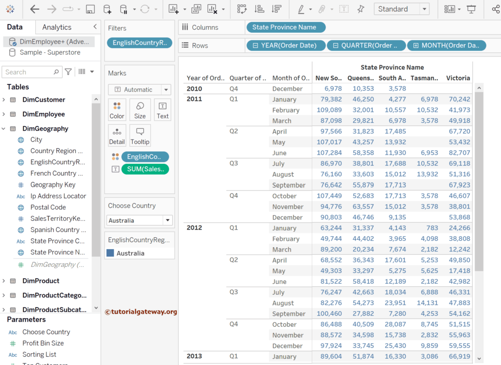 Create a Basic Sales Report in Tableau with Parameter