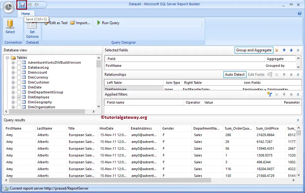Create a New Dataset using SSRS Report Builder Wizard 19