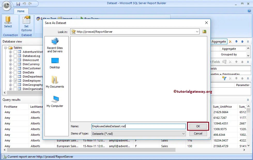 Create a New Dataset using SSRS Report Builder Wizard 20