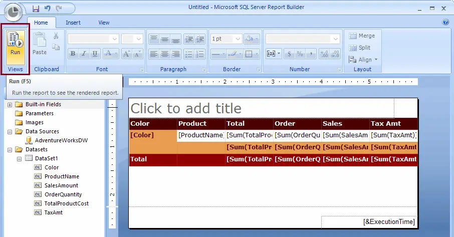 Create a New report in SSRS Report Builder Wizard 16