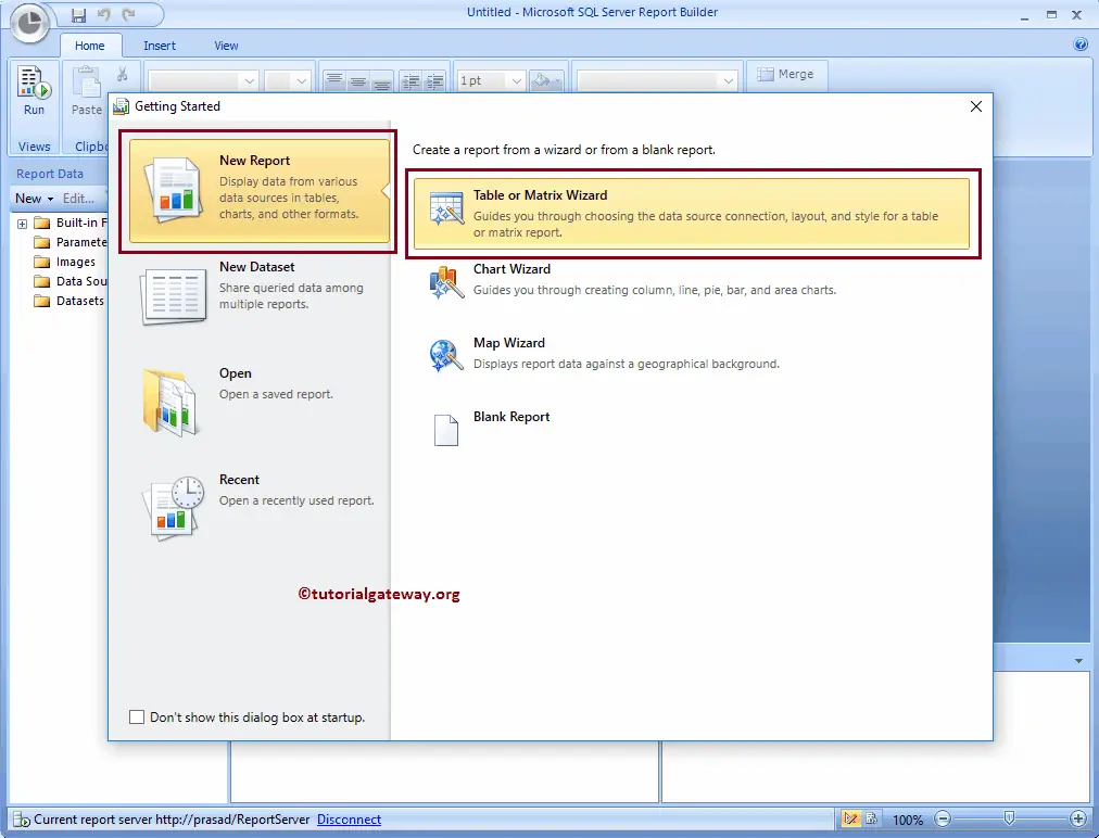 Create a New report in SSRS Report Builder Wizard 2