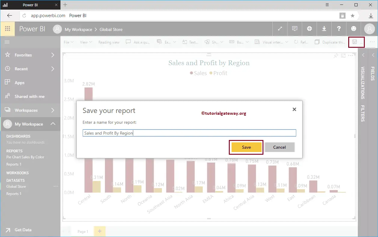 Create a Report using Excel Data in Power BI Workspace 7