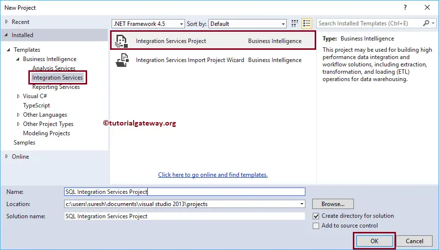 Create a SSIS Project 3
