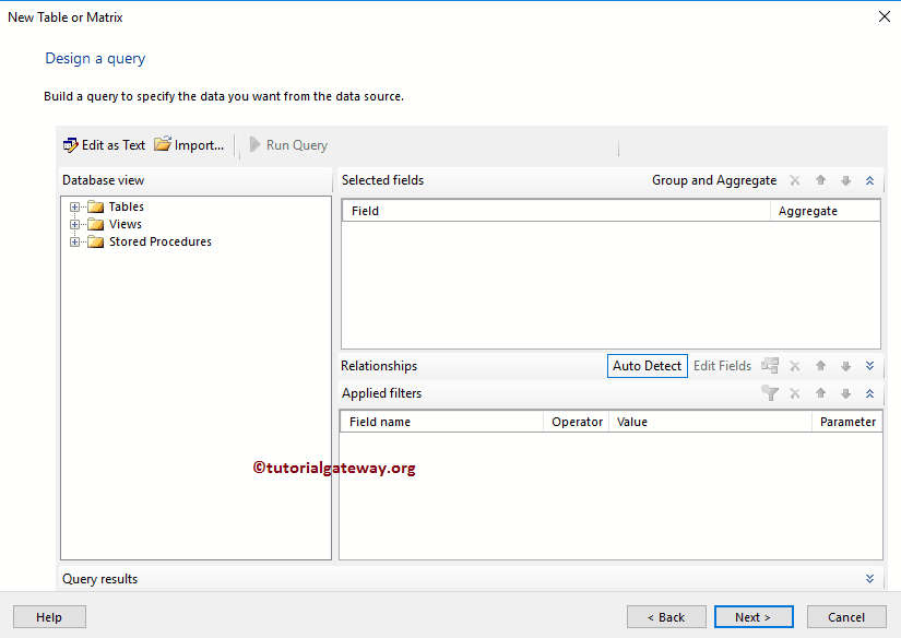 design a query in Report Builder Wizard 9