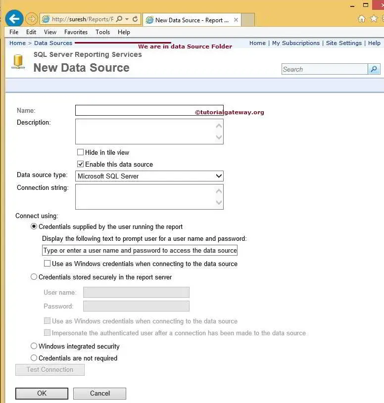 Create Shared Data Source in SSRS Report Manager 2