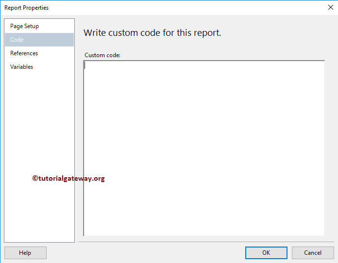 Custom Code for this Report