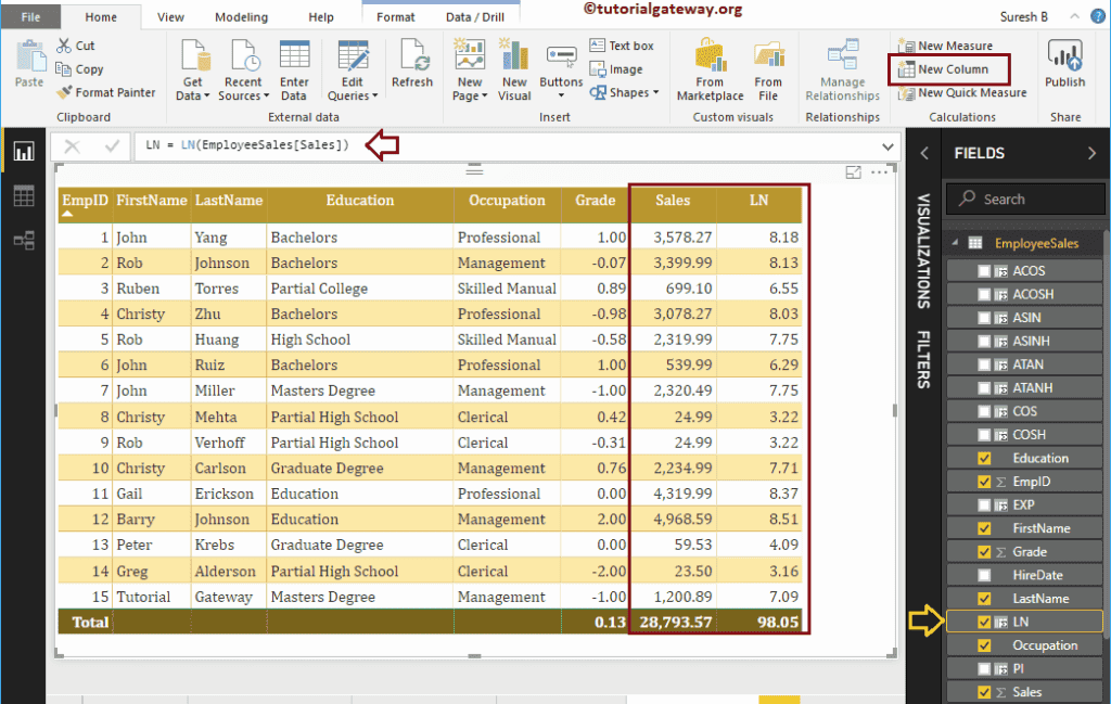 DAX LN Function