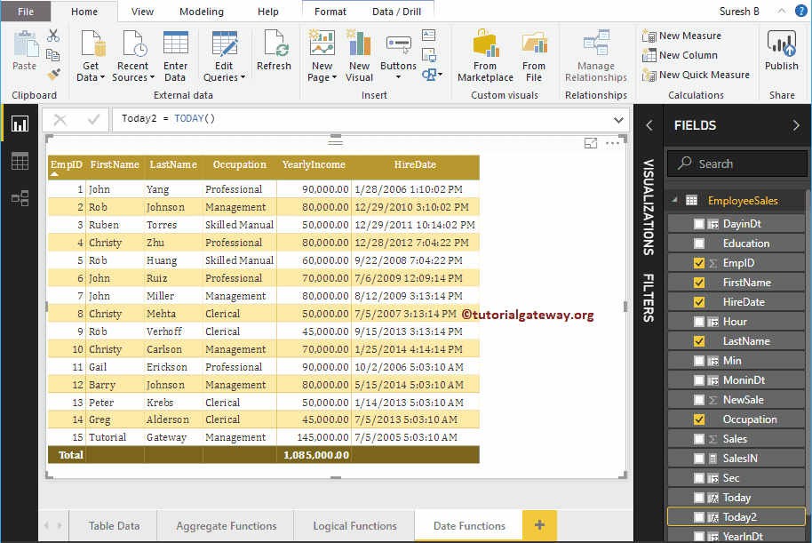 Power BI DAX Date Functions