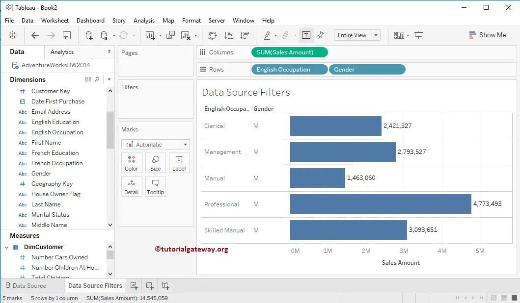 Tableau Data Source Filters on Dimensions