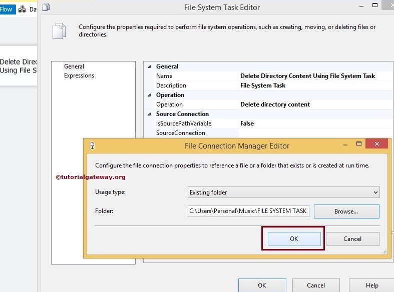Delete Directory Content Using File System Task in SSIS 6