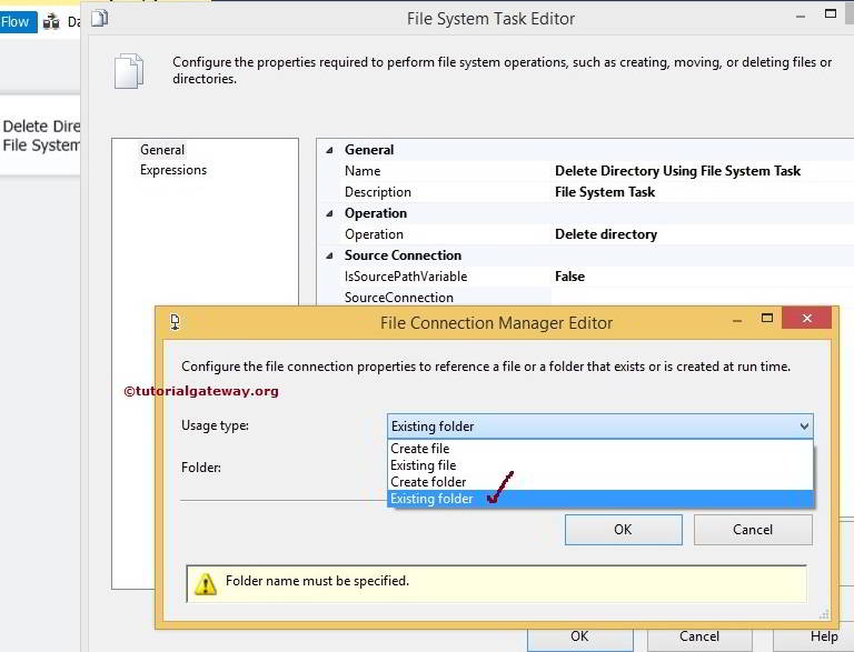 Delete Directory Using File System Task in SSIS 4