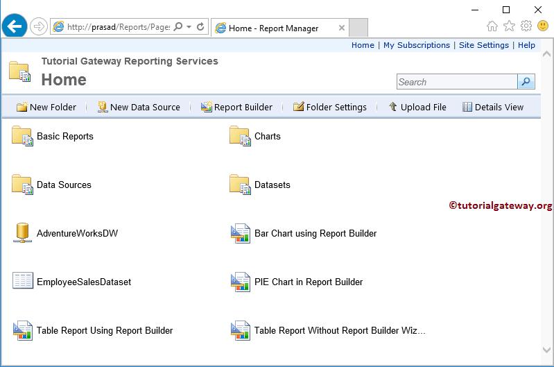 Existing Reports in Manager