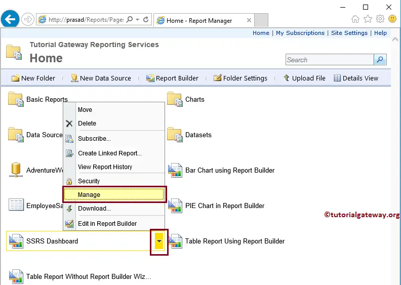 Mange Deployed charts in Report Manager