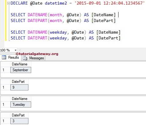 Difference between DATEPART and DATENAME in SQL 1