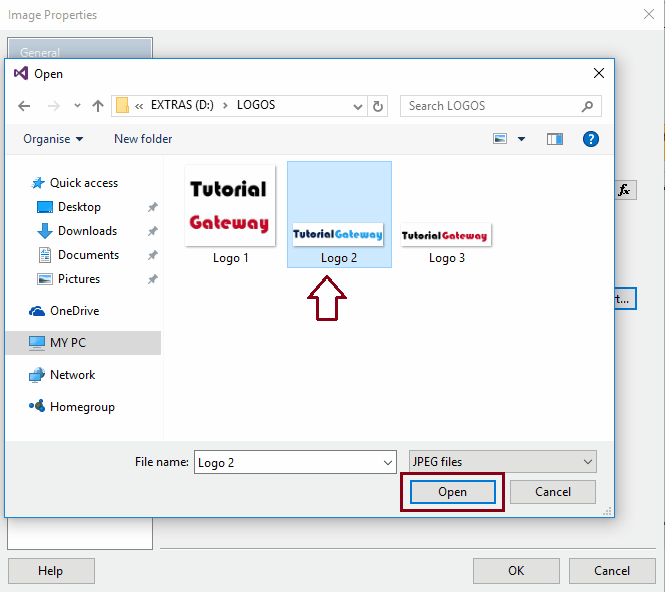 Select the image to display in a report