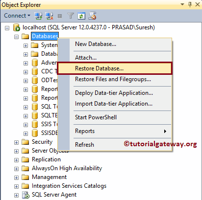 Available DBS in Object Explorer 1