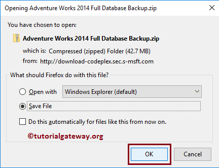Click OK to Save the zip file 3